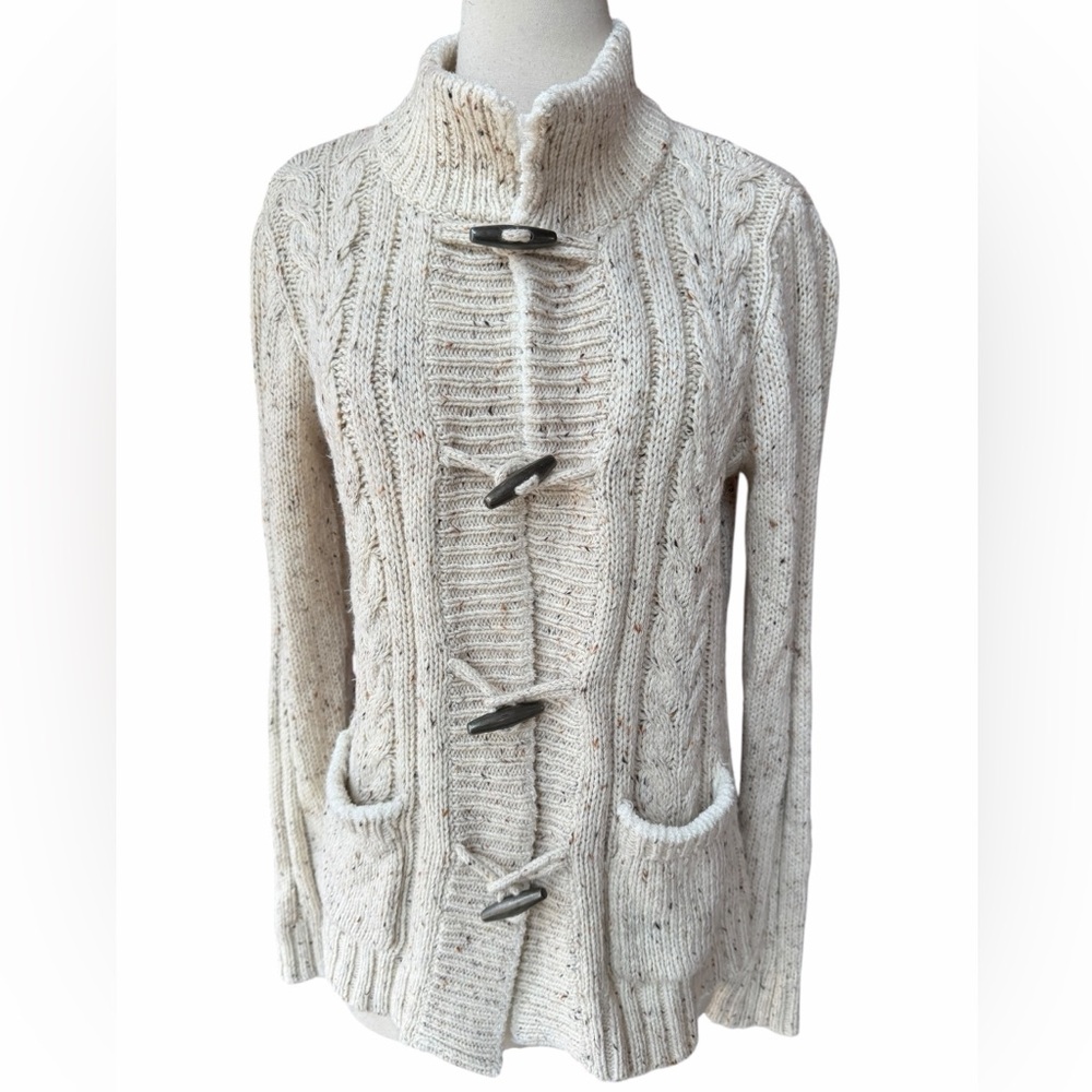 Late 1990s/Y2K Relativity Marled Knit Cardigan w/Toggle Closure & Patch Pockets